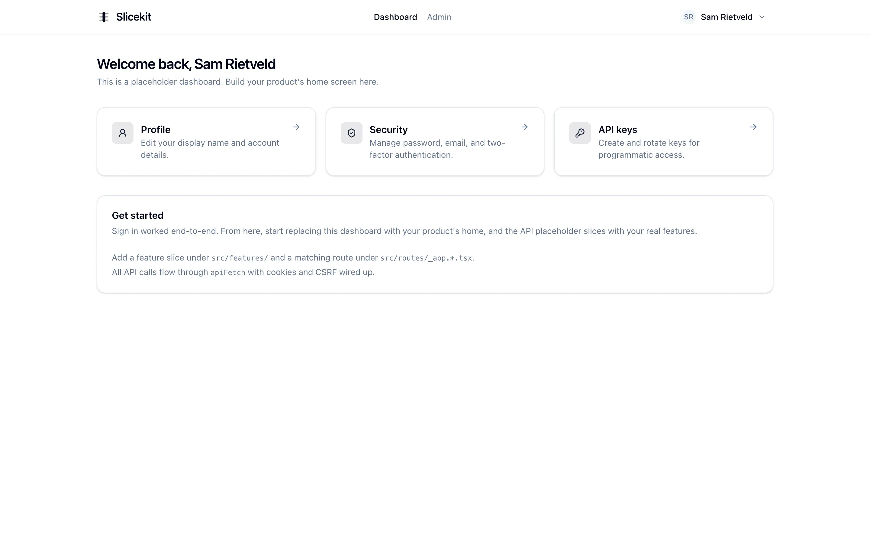The React SPA dashboard