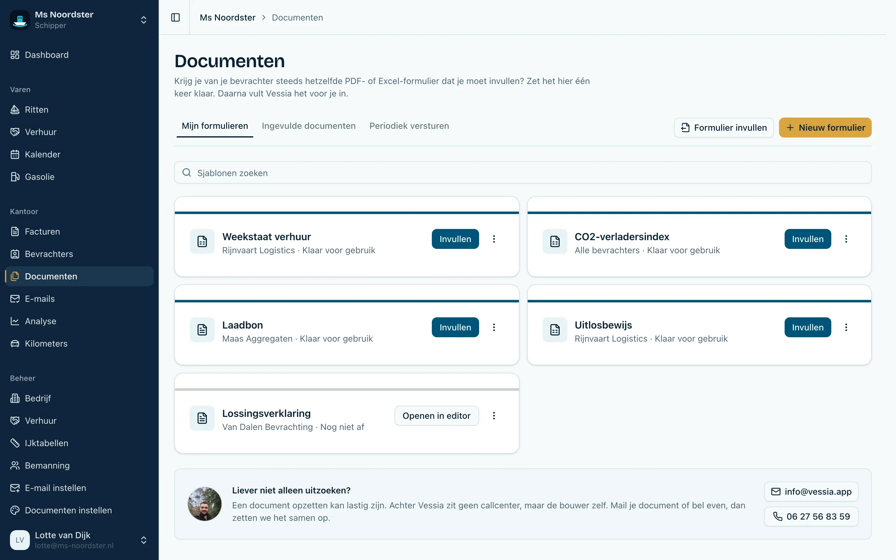 Het documentenoverzicht