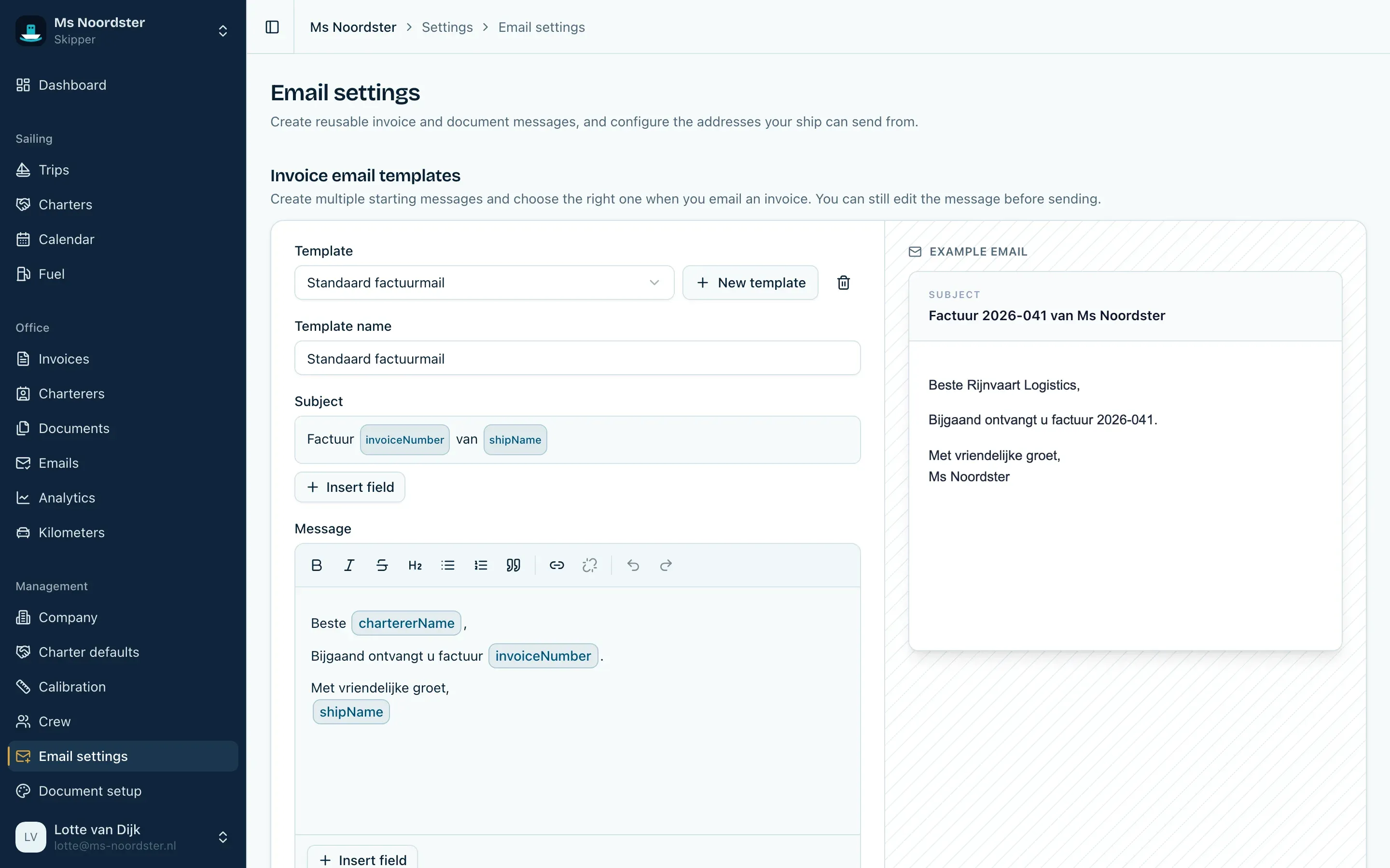 Email settings